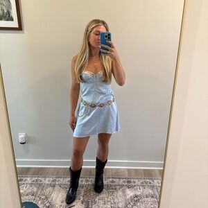 Light Blue Satin Mini Dress